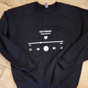 NESSA BARRETT "CLUB HEAVEN Black Graphic Sweatshirt with Music Player Print